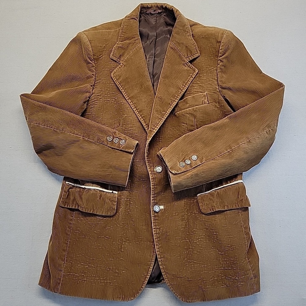 Brown Corduroy Blazer Jacket Men's 42R Vintage Style Unisex Oversized Look